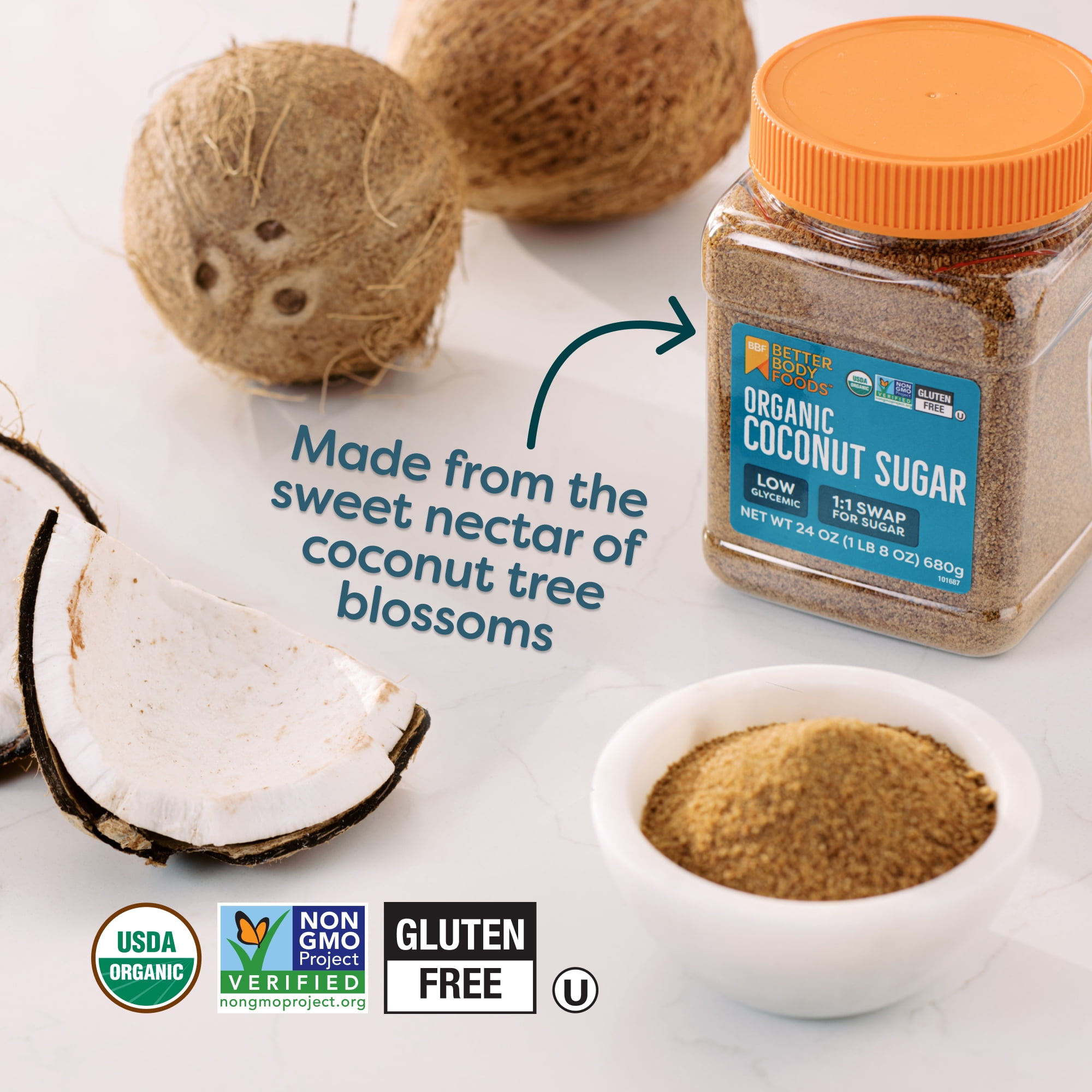 BetterBody Foods Organic Coconut Sugar, 24 oz