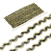 Uxcell 15 Yards Sequins Beaded Lace Trim 0.4 inch Braid Trim Strip for Crafts, Embellishments, Costume, Black Gold