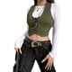 thumbnail image 2 of Txlixc Chalecos cortos irregulares para mujeres, sudaderas de cuello en forma de u sólidas para adultos con botones Txlixc  moda, 2 of 3
