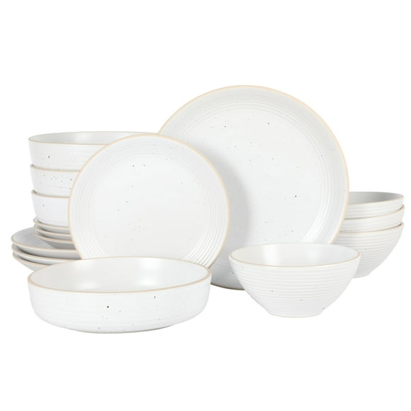 Juego de vajilla Gibson Home Dinah de 16 piezas con cuenco doble