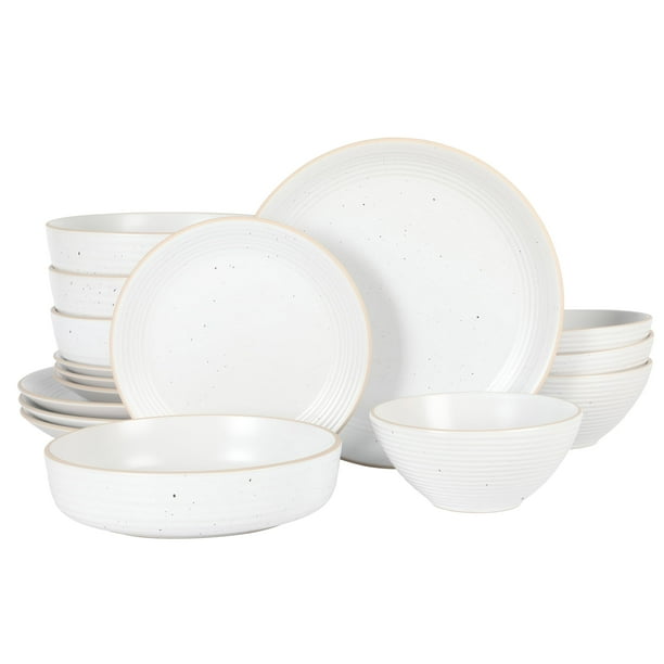 Juego de vajilla Gibson Home Dinah de 16 piezas con cuenco doble