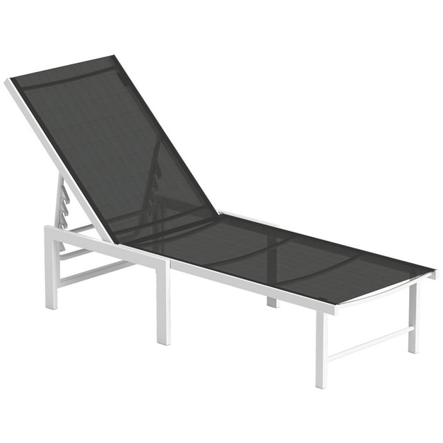 Outsunny Outdoor Lounge Chair, 5-Level Adjustable Sun Tanning Chair, Grey