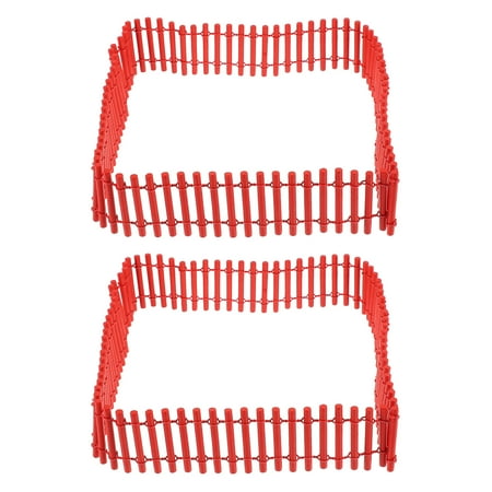 

2pcs Adorable Mini Red Fence DIY Fairy Garden Miniature Decoration Accessory