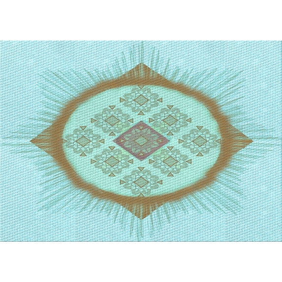 Ahgly Company Indoor Rectangle Patterned Electric Blue Area Rugs, 8' x 12'