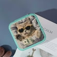 thumbnail image 4 of FCXZI Cute Cat Jewelry Box Travel Case for Necklaces and Earrings Green, 4 of 5