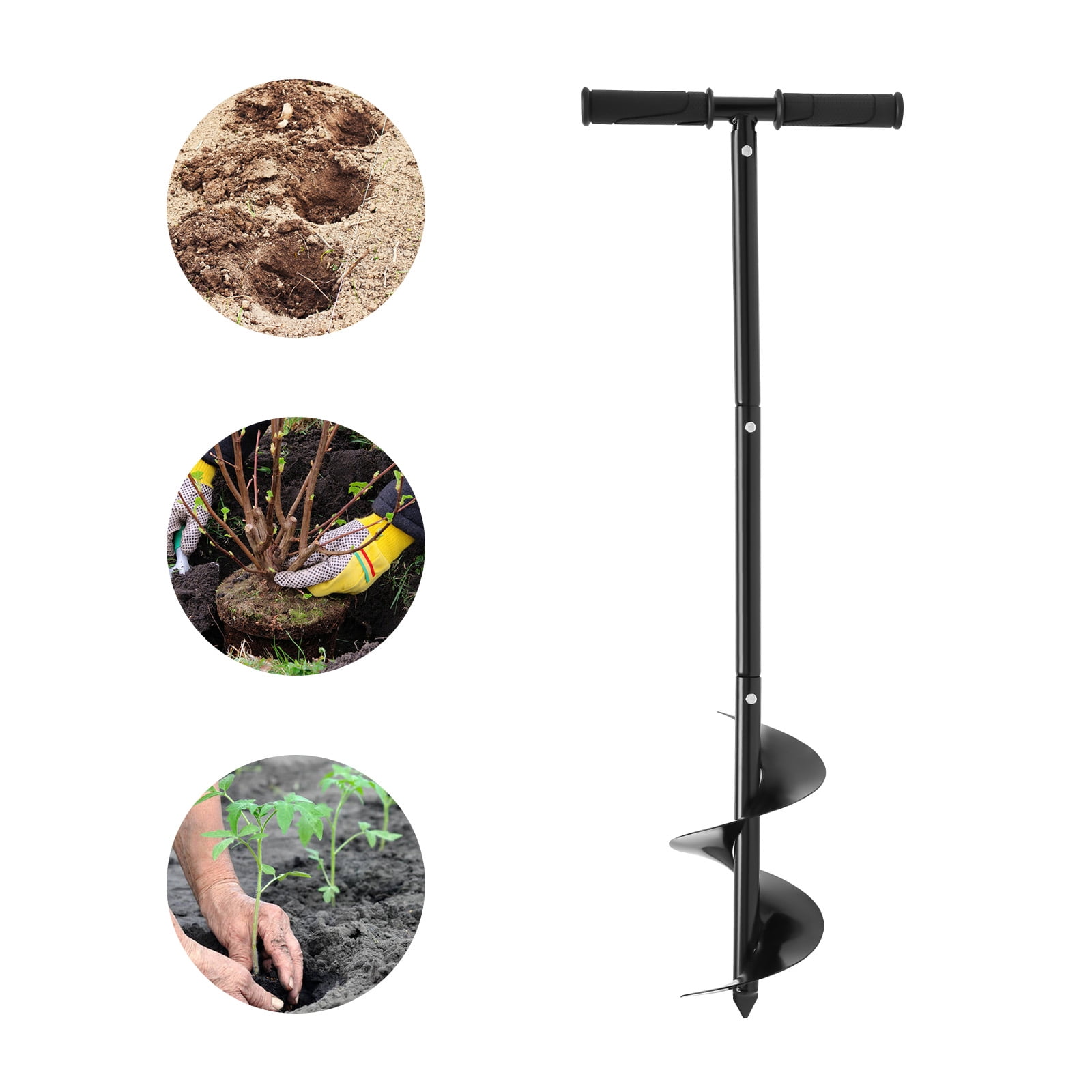 Manual Garden Hole Digging Drill Bit 6"x 33.46" Hand Drill Auger Post Hole Digger Spiral Drill Planter for Planting Bulb Flower Tree Seedlings Bedding Plants Umbrella Fence Holes 6"x 33.46"