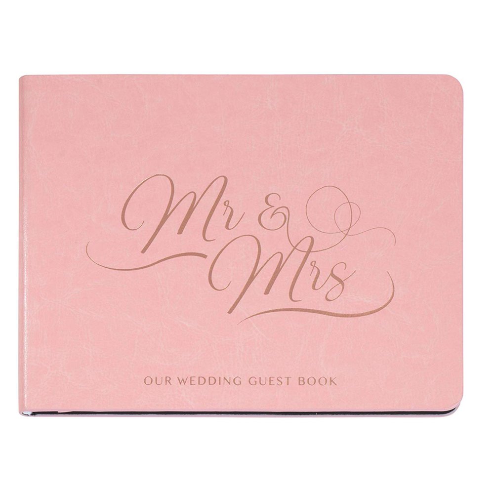 Mr And Mrs Wedding Guest Sign In Registry Reception Book, Pink Cover