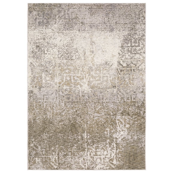 Oriental Weavers Nebulous Area Rug - 1330E - 9'10" x 12'10" - in Ivory/ Gray - Modern Style, Stain Resistant, Family and Pet Friendly , Family, Dining, Living Room Rug