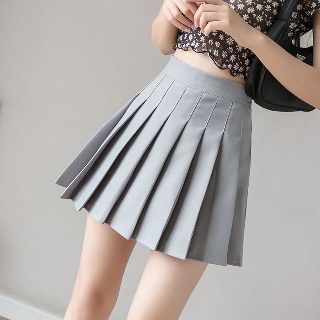 Falda de corte A, falda plisada de cintura alta para mujer, falda de corte A de color liso diseñada para precisión