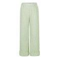 thumbnail image 5 of Miluxas Women Trendy Plaid House Pants Soft Comfy Elastic Waist Pajama Pants Casual Ruffle Hum Trousers with Pockets Green, 5 of 7