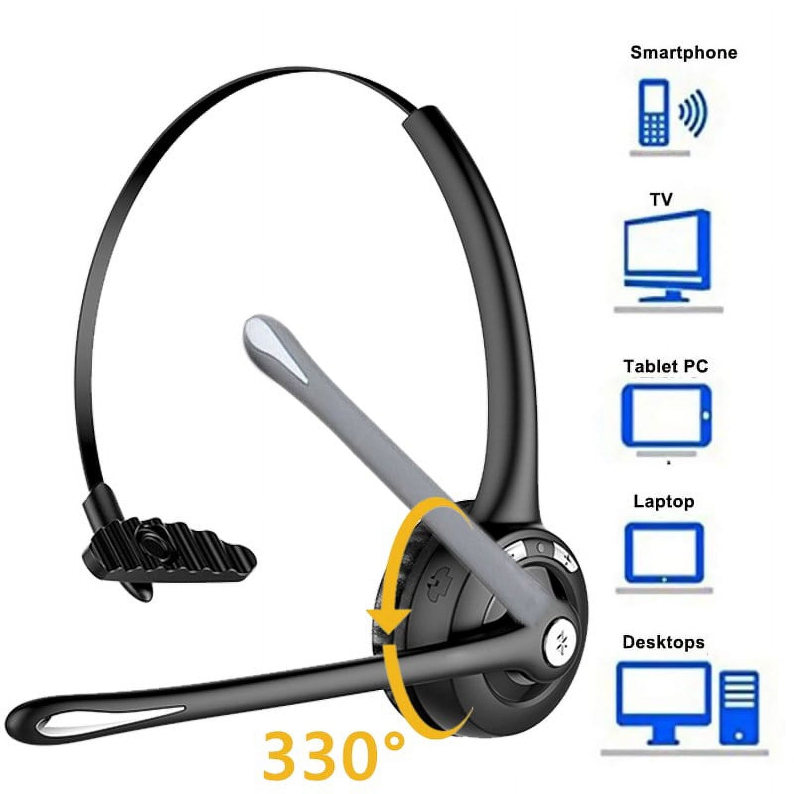 Mpow Professional Head-mounted Headphones Trucker Bluetooth Headset with Noise Cancelling Microphone for Skype Office