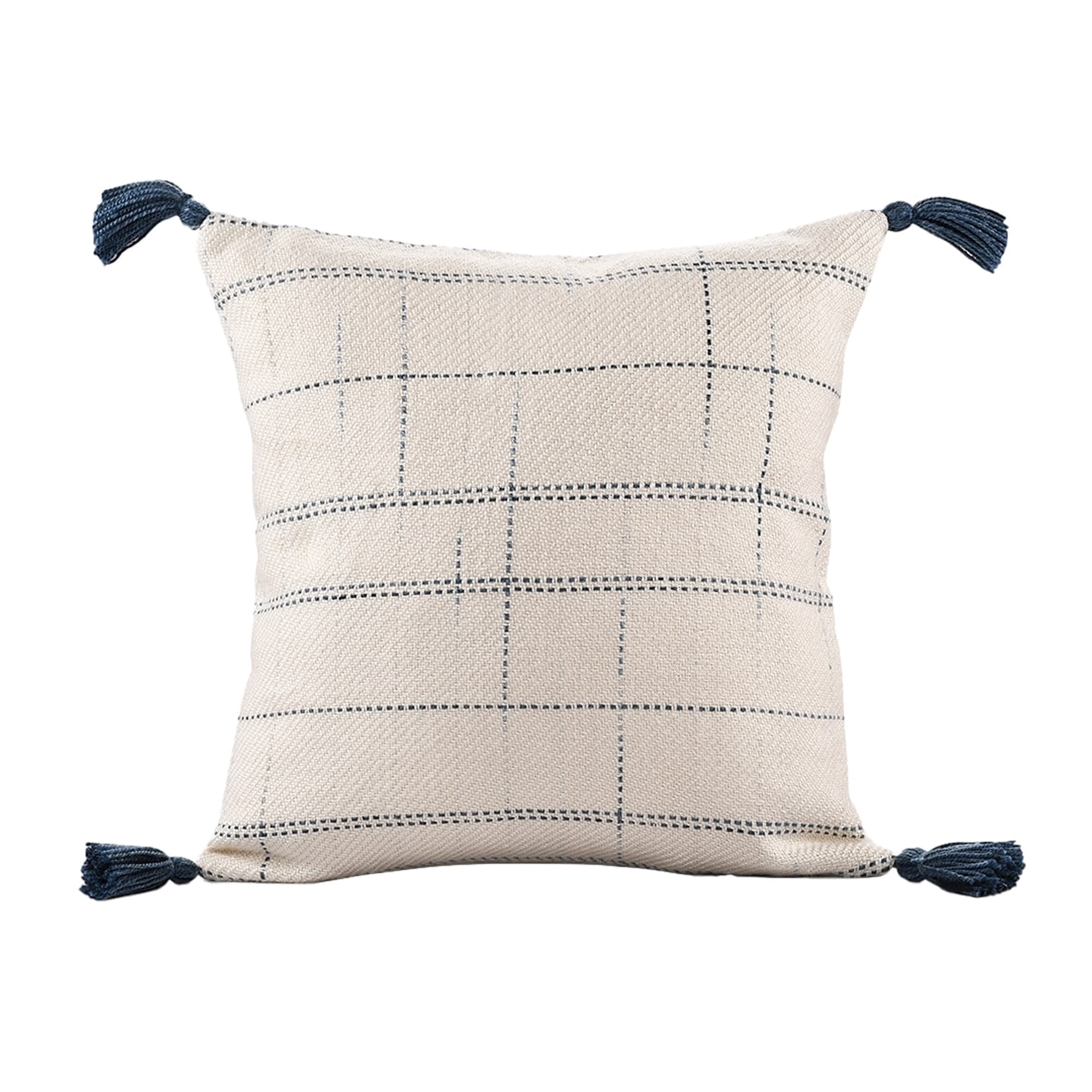 Harlow Hill Eva 20" x 20" Ivory/Blue Geometric Performance Adult Decorative Throw Pillow Cover