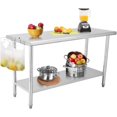 thumbnail image 1 of Table de Travail en Acier Inoxydable NSF 60x24 Po avec Tablette Inférieure Réglable et Support de Sac à Ordures Détachable, Table de Préparation Commerciale Robuste pour Cuisine, Maison, Restaurant, 1 of 8