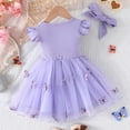 thumbnail image 4 of Zhuashum Toddler Girls Fly Sleeve Dress Butterfly Tulle Princess Dresses Headbands Set,Size:2-3 Years, 4 of 7