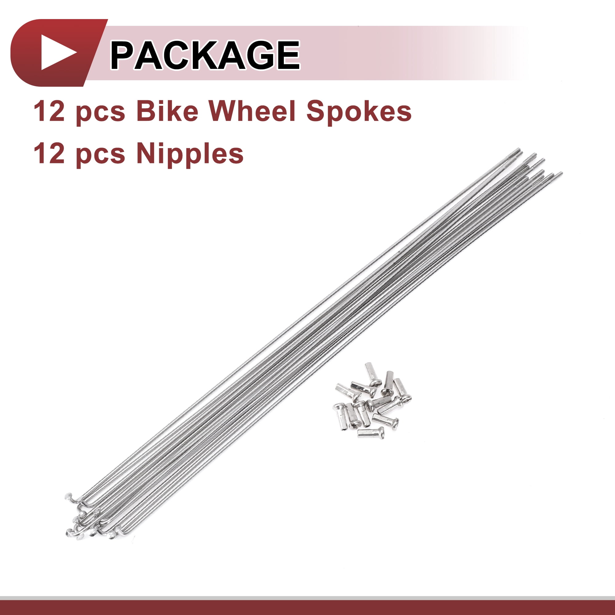 Unique Bargains 12 Set 14G Bicycle Spokes 14G Bike Wheel Spoke 304 Stainless Steel 283mm