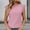Pink, variant on Tittly Womens Shirts Short Sleeve Shirts 2025 Spring/Summer New Solid Color Round Neck Short Sleeve Lace Splicing Hollow T Shirt Tshirts Shirts Spring Tops for Women A L