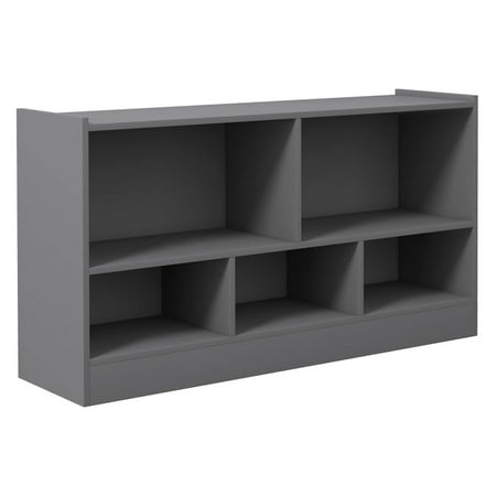 Superwum HOMGX Wooden Montessori Shelf for Kids, 5-Section Storage Cabinet, 2-Tier Open Kids Bookshelf, Toy Storage Organizer for Playroom, Classroom, Grey