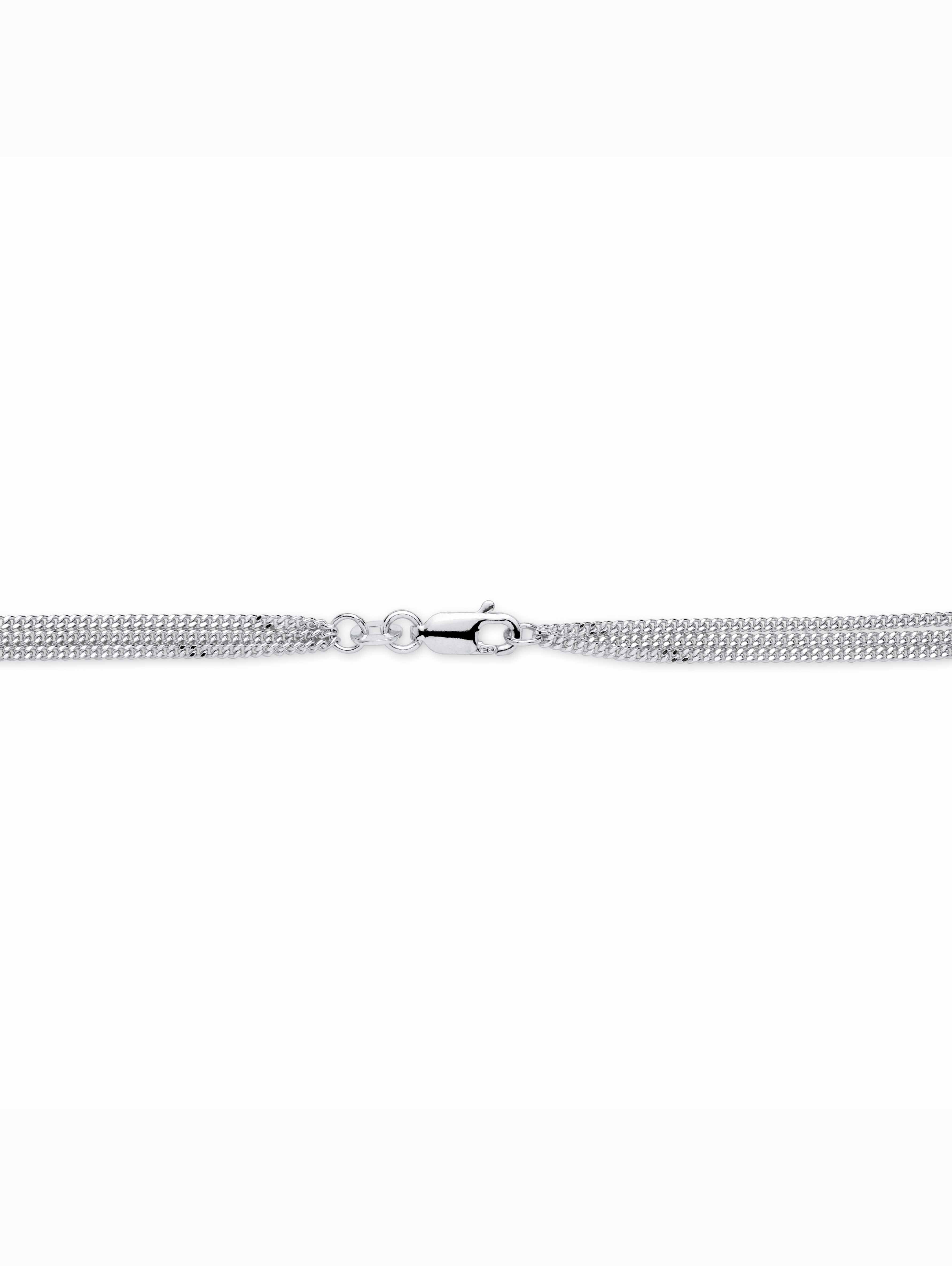 PalmBeach Jewelry Open Heart Station Triple-Strand Ankle Bracelet in Yellow Gold-Plated or Sterling Silver (7.5mm) 10"