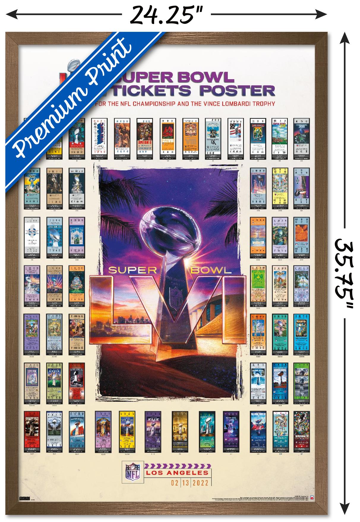 NFL League - Super Bowl LVI - Tickets Wall Poster, 22.375" x 34" Framed