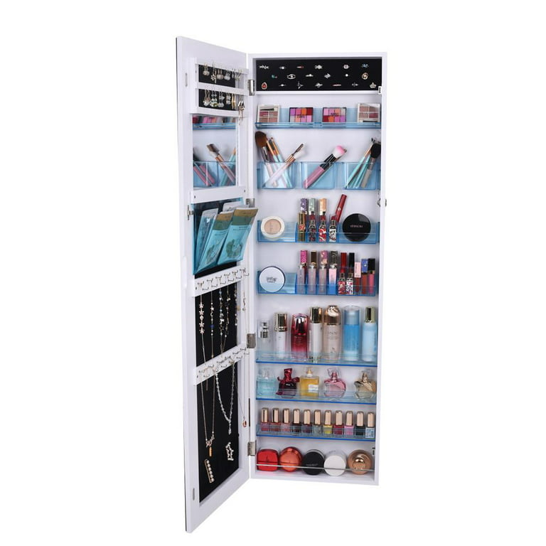 SamyoHome 8-layer Wall Mounted Mirrored Jewelry Cabinet Organizer Acrylic  Storage Cabinet 
