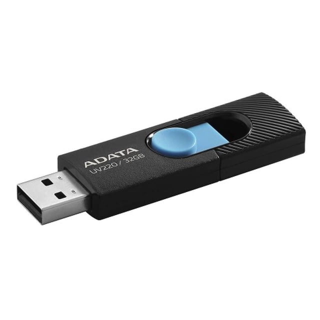 Unidad Flash USB 2.0 Adata UV220 de 32 GB. Color Negro/Azul. Adata AUV220-32G-RBKBL