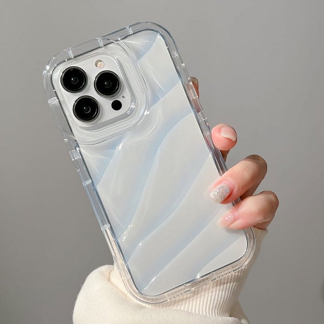 Étui de Luxe Transparente à Texture Ondulée pour iPhone 15 14 13 12 11 Pro Max en Silicone Antichoc