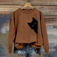 thumbnail image 2 of XIAONU Womens Sweatshirts Pleasure Cat Print Trendy Hoodless Sweatshirt Baggy Long Sleeve Vintage Round Neck Pullover Sweatshirt, 2 of 4