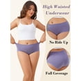 thumbnail image 2 of Buankoxy 5 Pack Women Cotton High Waist Panties Stretch Hipster Brief Underwear for Women, Size 6, 2 of 6