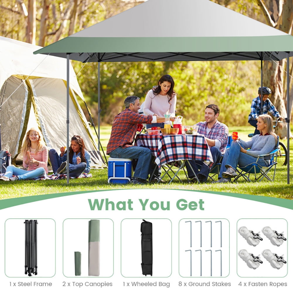 Aimee Lii 13 x 13 Feet Pop-Up Patio Canopy Tent with Shelter and Wheeled Bag, Backyard Canopy Gazebo for Party Camping BBQ Events, Gray