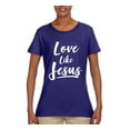 thumbnail image 2 of Wild Bobby Love Like Jesus Inspirational/Christian Women Graphic Tee, Purple, X-Large, 2 of 5