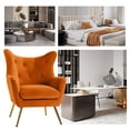 thumbnail image 5 of Velvet Armchair Wingback Home Lounge Single Sofa Upholstered Tufted Accent Chair Golden Leg Living Room Adult Orange, 5 of 7