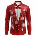 thumbnail image 2 of Mens Christmas Shirts Button Up Lapel Collar Long Sleeve Fitted Holiday Tops Party Outfits Funny Fake Suit Blazers (XS, Red #A), 2 of 3