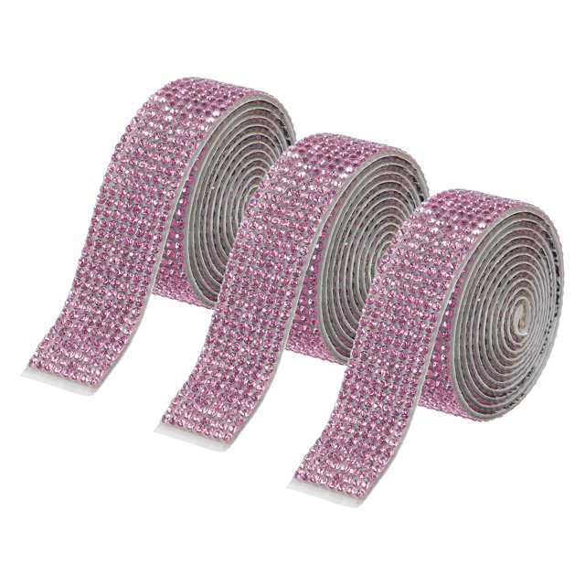 Unique Bargains 3Roll 3 Yards 18mm Self Adhesive Diamond Ribbon for Arts & Crafts,Light Purple