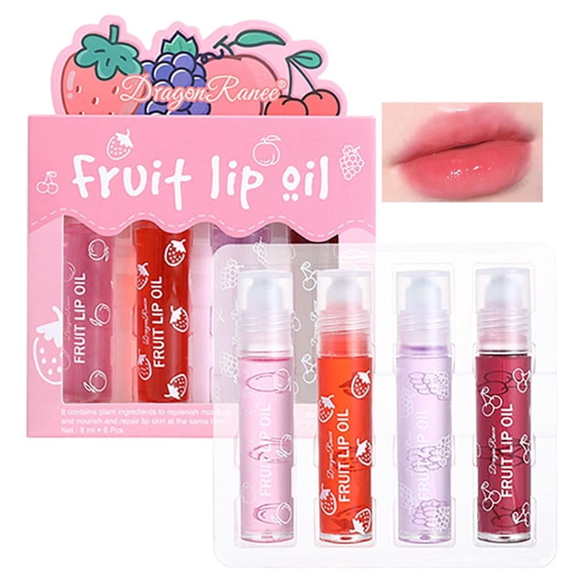 Brillo labial Bekoeen en roll-on, hidratante, sabores frutales