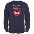 thumbnail image 1 of Best No Bra Funny Navy Adult Long Sleeve T-Shirt, 1 of 1