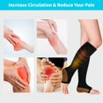 thumbnail image 4 of 2 Pairs Open Toe Copper Compression Socks for Women & Men Circulation 15-20 mmhg - Better Blood Flow, Swelling, Best Support for Medical, Running, Nursing, 4 of 7
