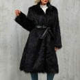 thumbnail image 6 of FRSASU Women Winter Faux Plush Coats V Neck Solid Color Long Sleeve Fuzzy Fleece Outerwear Warm Jackets Black, 6 of 9