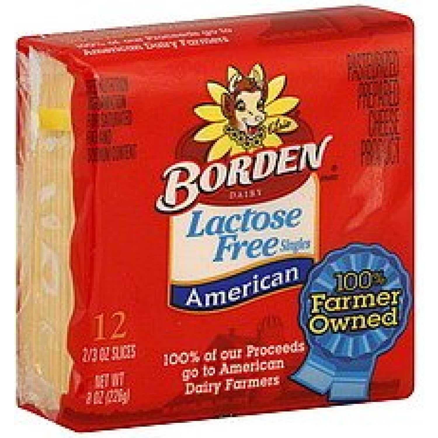 BORDEN CHEESE SLICES AMERICAN SINGLES LACTOSE FREE 8 OZ PACK OF 3