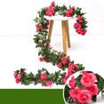 thumbnail image 3 of Artificial Rose Garland Hanging Simple Faux Rose Vine Floral Garland Decoration, 3 of 10