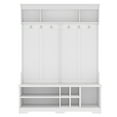 thumbnail image 5 of Modern Hallway Hall Tree with Metal Hooks and Storage Space, Multi-Functional Entryway Coat Rack with Shoe Cubbies, White, 5 of 15