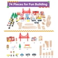 thumbnail image 3 of Hey Play 75-Piece Wooden Train Set with Illustrated Toy Storage Play Table, 3 of 7