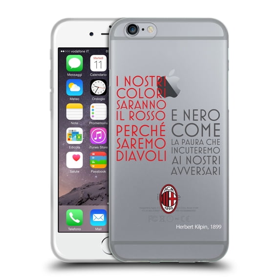Head Case Designs Officially Licensed AC Milan Adults Text Soft Gel Case Compatible with Apple iPhone 6 / iPhone 6s