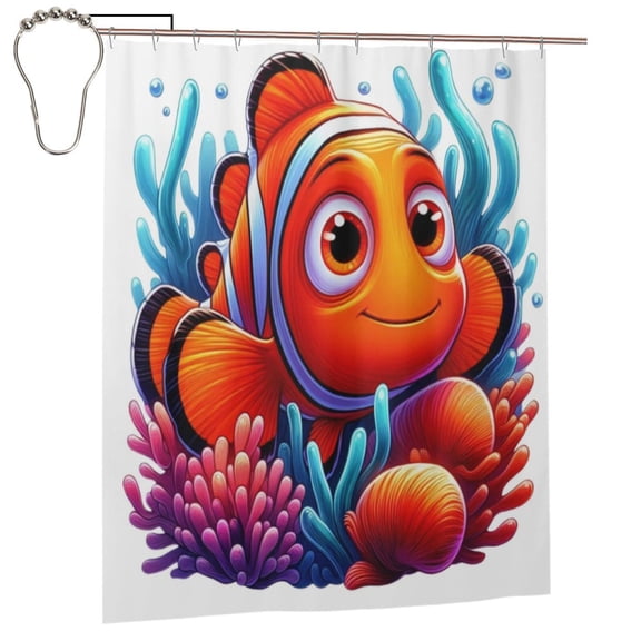 Finding Nemo Shower Curtain, Lovely Cartoon Shower Curtains Set for Kids Boys Girls College Dorm Bathroom, Waterproof Restroom Bathtub Decor Accessories with 12 Hooks 60"X72" Iron