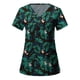 thumbnail image 1 of Blusa de manga corta con cuello en V para mujer, blusa con bolsillos estampados uniformes Pompotops  hkajfhjk458422, 1 of 5
