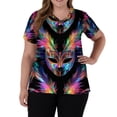 thumbnail image 5 of Mardi Gras Scrub Tops for Women Mask Print V Neck Sequins Scrubs Sparkly Glitter Short Sleeve Medical Uniform with Pockets, 5 of 5
