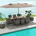 thumbnail image 1 of Costway 11 PCS Patio Dining Set with 15 ft Double-Sided Patio Umbrella 8 Armchairs Beige, 1 of 10
