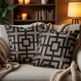 thumbnail image 5 of Throw Pillow Covers - Set of 4 Embroidered Decorative Cushion Case for Home Decor Sofa Couch Chair Bed Patio Living Room Bedroom Car Office - Brown Black 1, 20x20 Inches, 5 of 8