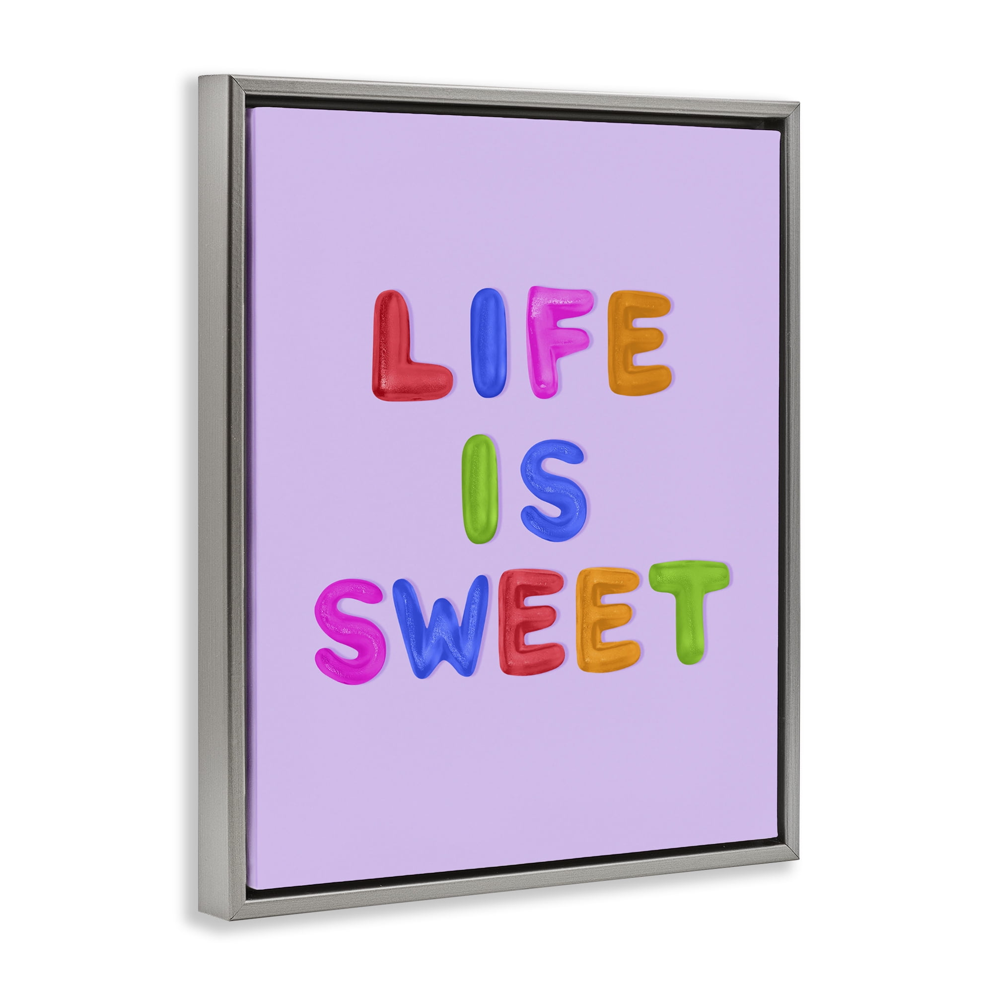 Stupell Industries Life Is Sweet Gummies Gray Framed Floater Canvas Wall Art, design by LISH Creative