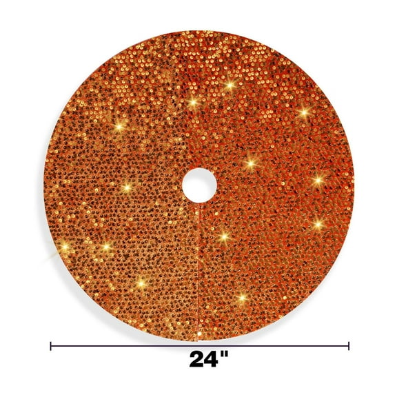 Nvzi-a Christmas Tree Skirt for TableTop Tree 23.6in Xmas Sequin Tree Skirt Cover Classic Tree Mat for Pencil Trees Sparkly Glitter Tree Skirt Ring for Merry Christmas Tree Decorations,Orange