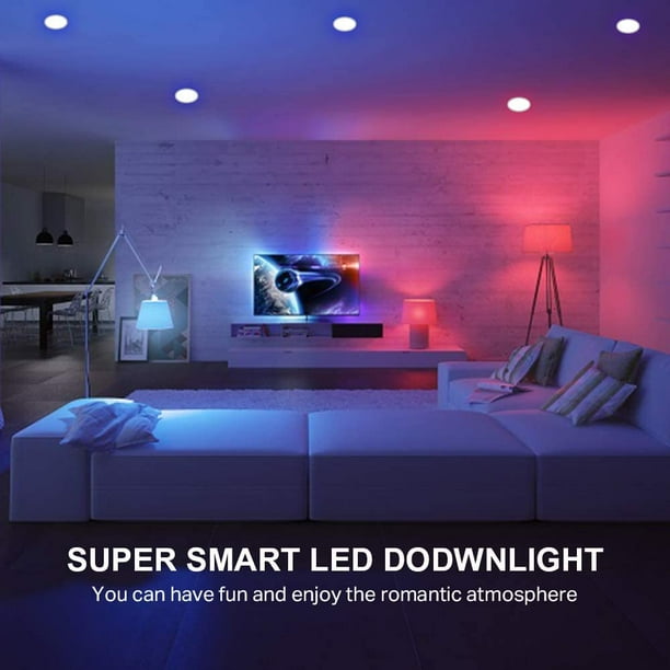 Smart Recessed Lighting 4 Inch 10W RGBWW LED Can Lights 16 Million